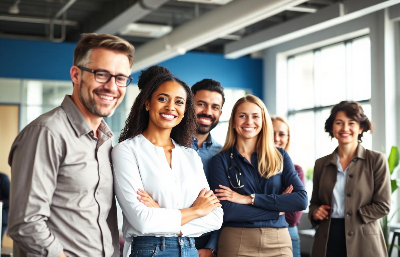 Diverse Arizona team benefiting from small-business employee benefits program