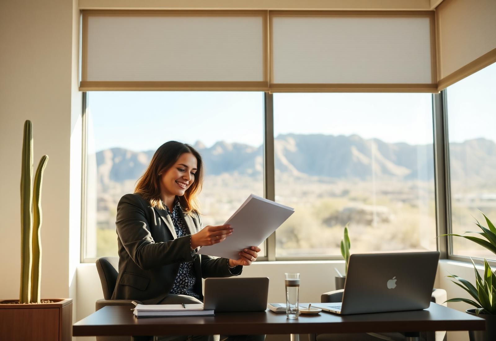 Arizona insurance advisor reviewing a policy with a business owner